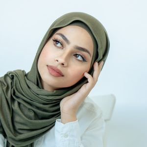 Shop Shimmer Ribbed Jersey - Khaki Hijabs & Shawls Online | Modesty Hut