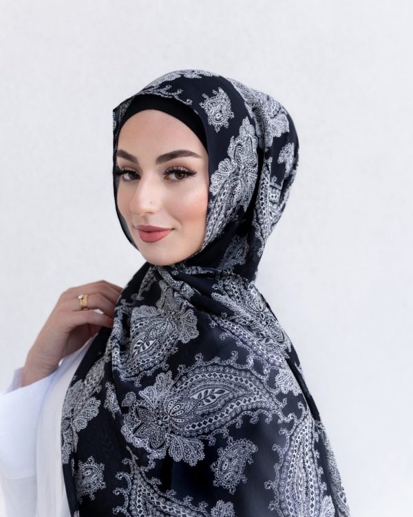 Shop Floral Chiffon Hijabs & Shawls - Navy Feather Online | Modesty Hut