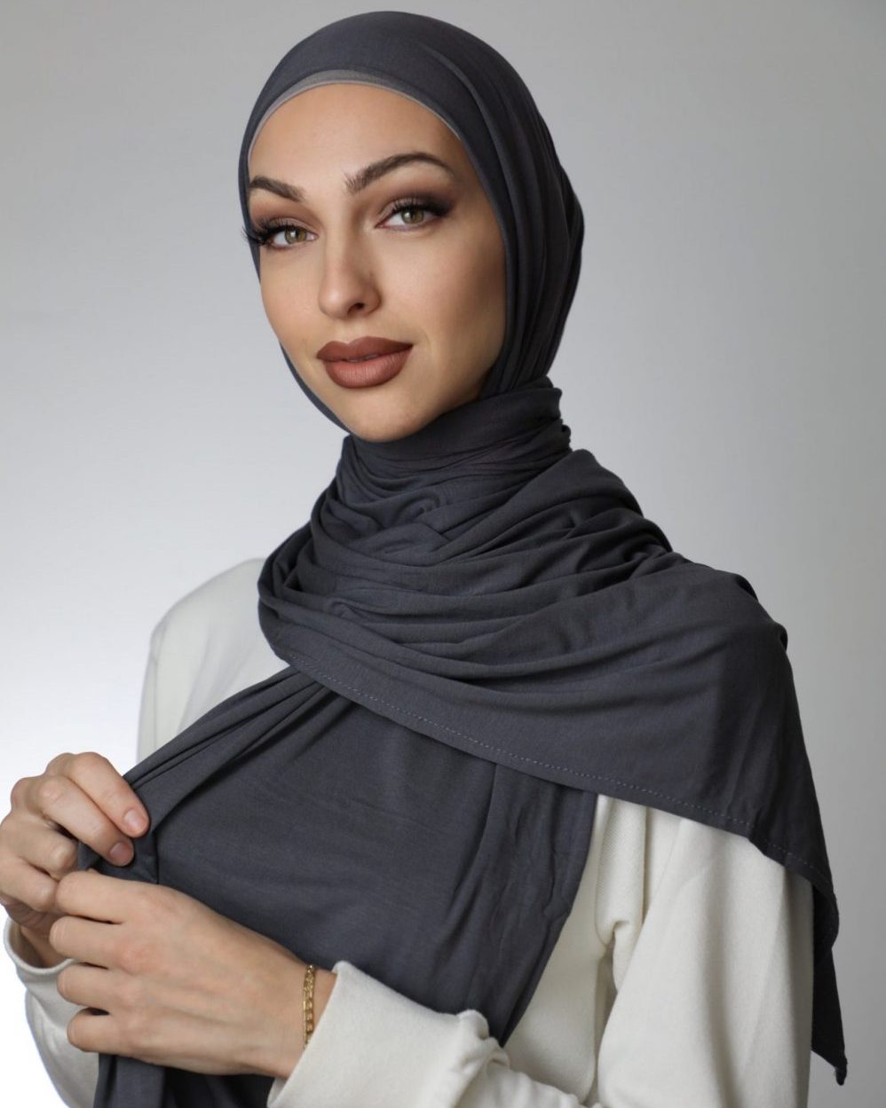 Large Modal Jersey Hijab Slate Grey