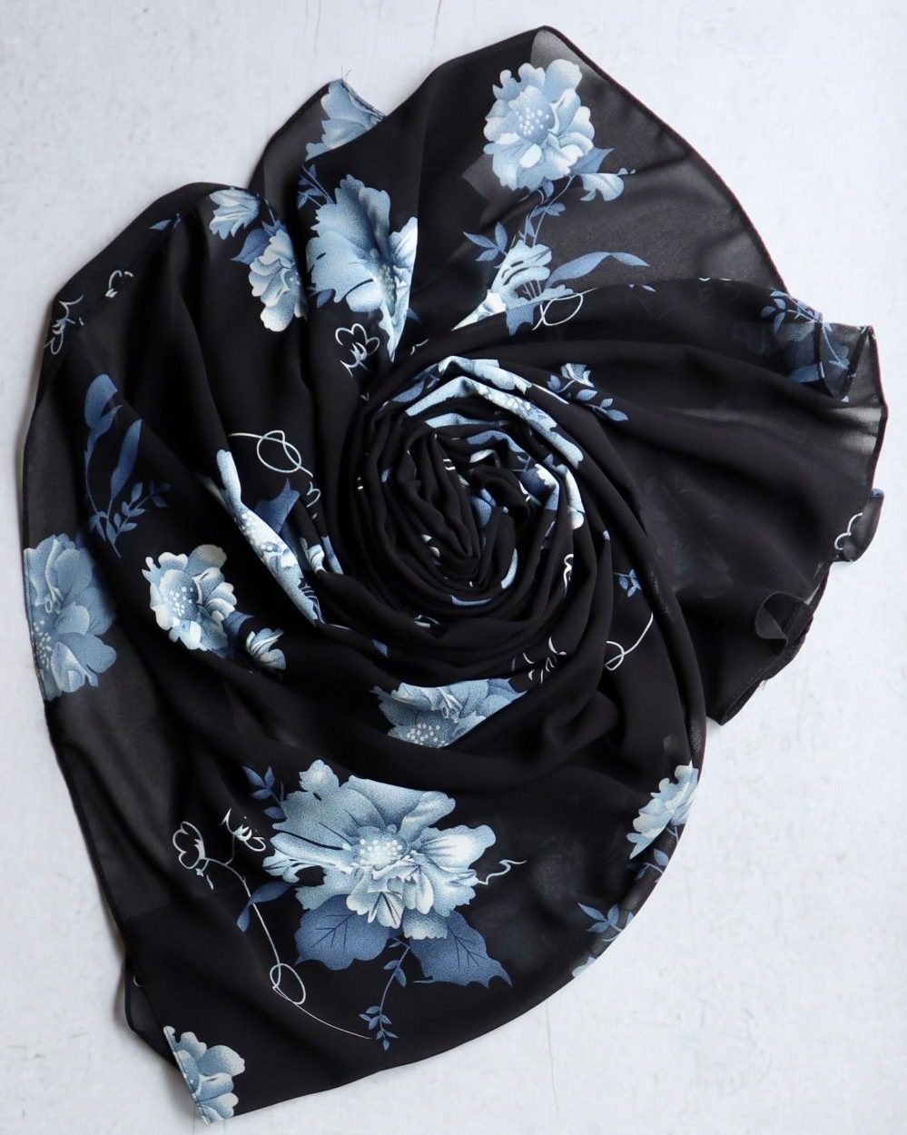 Shop Printed Chiffon Square Hijabs - Bloom in Blue Online | Modesty Hut