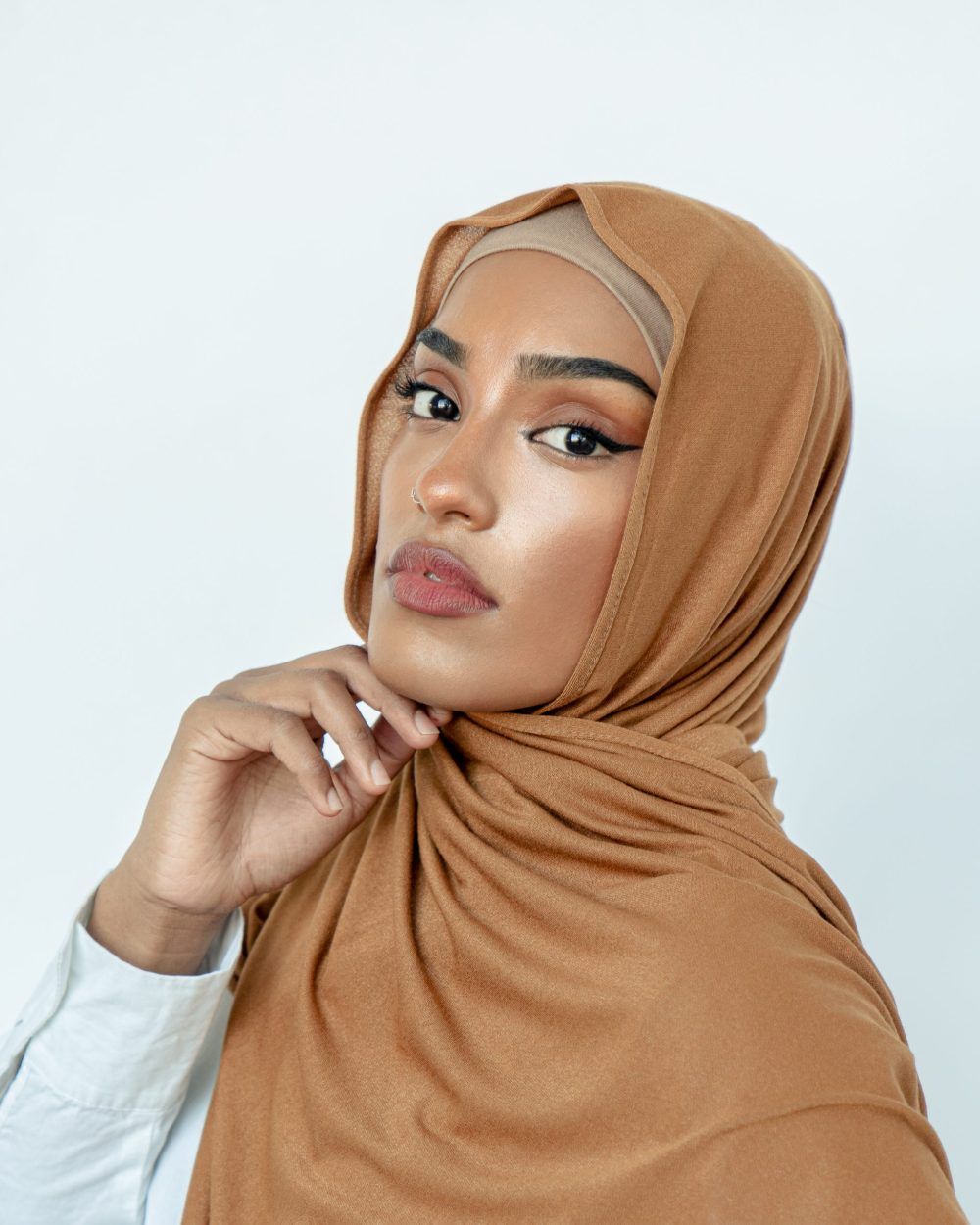 Shimmer Ribbed Jersey Hijabs Golden Amber