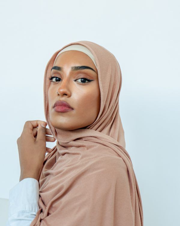Shop Shimmer Ribbed Jersey - Rose Tan Hijabs & Shawls Online | Modesty Hut