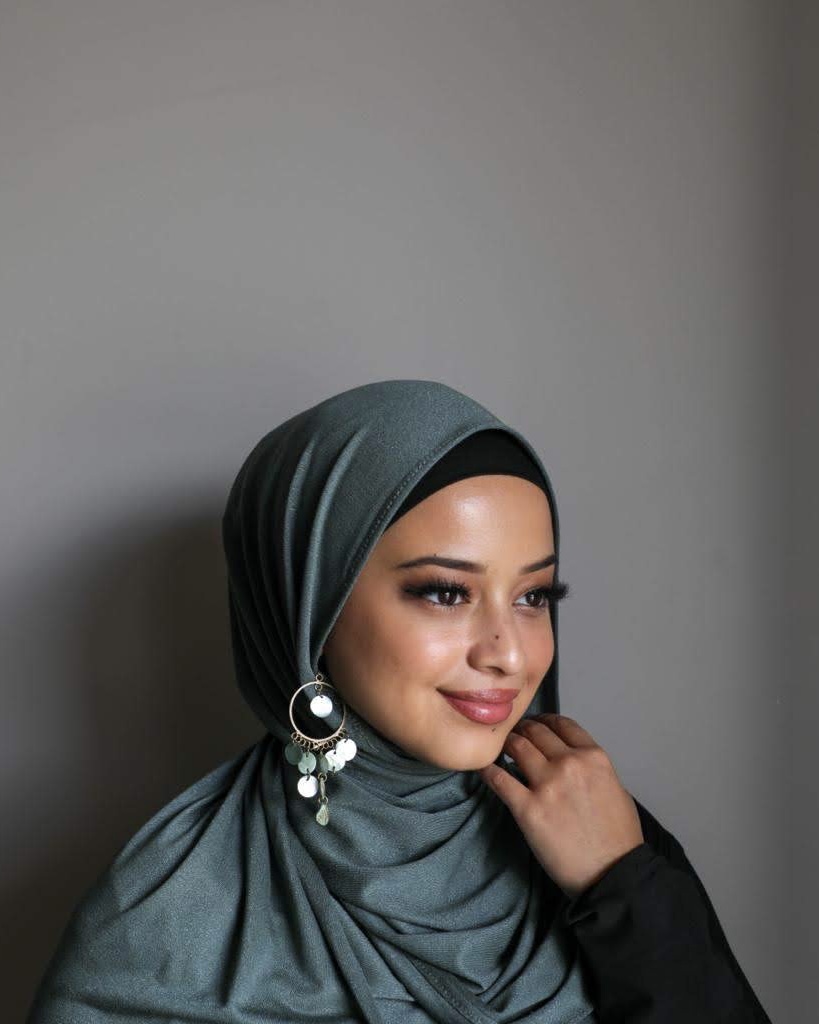 Shimmer Ribbed Jersey Hijabs Dusty Green