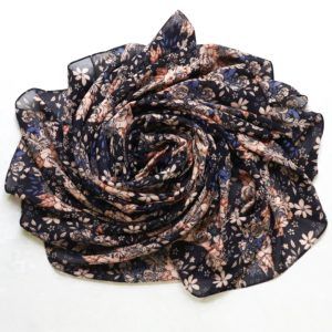 Shop Printed Chiffon Square Hijabs - Navy Bouquet Online | Modesty Hut