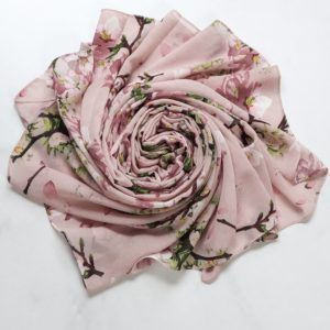 Shop Printed Chiffon Square Hijabs - Pink Flora Online | Modesty Hut